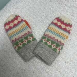 Mini Boden Fair Isle Wool Blend Fleece Lined Mittens